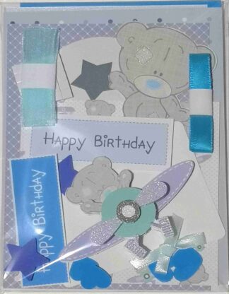 A6 Blue Tatty Teddy Birthday Card Making Kit