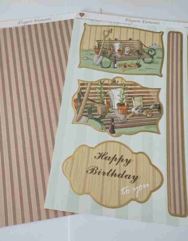 Brown and Green Gardening Birthday A4 Topper Set