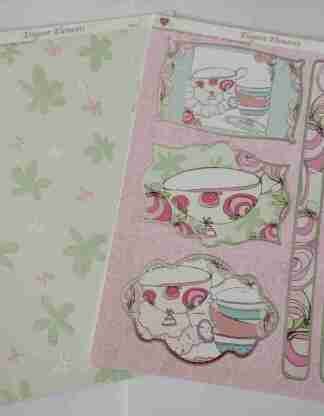 Pink and Green Tea Time A4 Topper Set