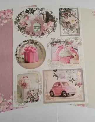 Pink Floral Birthday Toppers