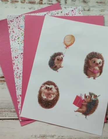 Pink Hedgehog Birthday Toppers