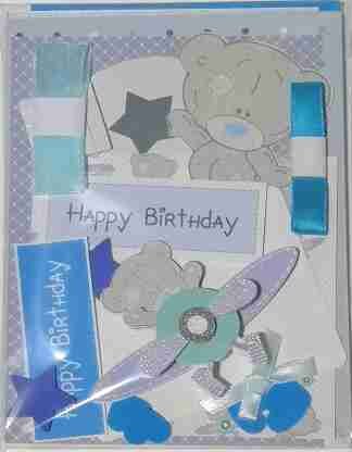 A6 Blue Tatty Teddy Birthday Card Making Kit