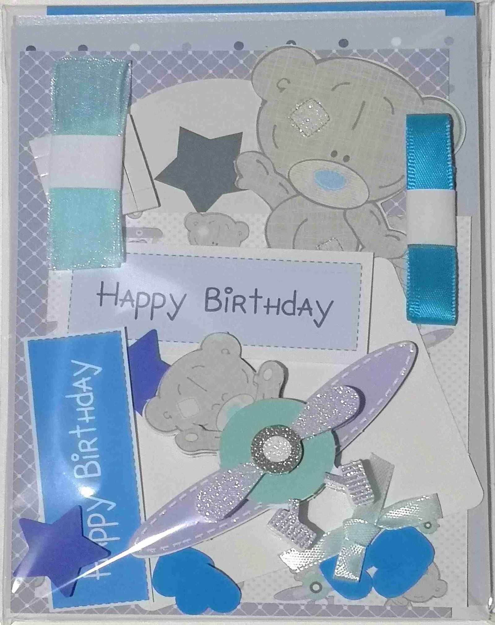 A6 Blue Tatty Teddy Birthday Card Making Kit The Craft Box A6 Blue Tatty Teddy Birthday Card Making Kit