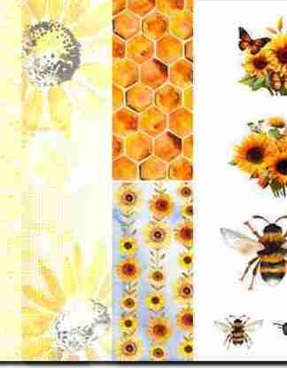 Sunflowers And Bumblebees A4 Topper Set   Digital Product