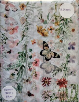 Floral Butterfly Tissue Paper - 5 Sheet Pack