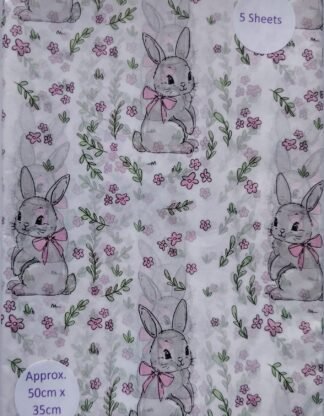 Grey Rabbits Tissue Paper - 5 Sheet Pack